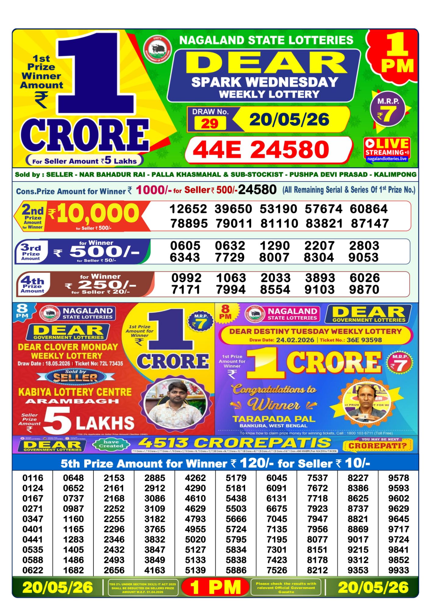 Dear Lottery 1PM Result